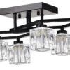 6 Light Crystal Ceiling Light For Dining Room, Modern Ceiling Lamp With Light Fixture For Farmhouse Entryway Living Room (6*G9 Bulbs Included) - Matte Black - Image 17