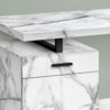 Computer Desk, Home Office, Laptop, Left, Right Set-Up, Storage Drawers, Work, Marble Look Laminate, Contemporary, Modern - White - Image 2