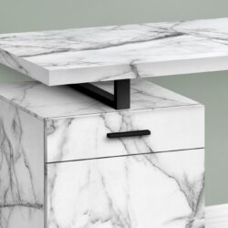 Computer Desk, Home Office, Laptop, Left, Right Set-Up, Storage Drawers, Work, Marble Look Laminate, Contemporary, Modern - White