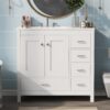 Bathroom Vanity With Ceramic Sink Combo, Abundant Storage Cabinet -2 Soft-Close Doors And 5 Drawers - White - Image 4