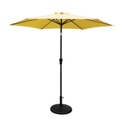 8.8' Outdoor Aluminum Patio Umbrella, Patio Umbrella, Market Umbrella With 42 Pounds Round Resin Umbrella Base, Push Button Tilt And Crank Lift - Yellow