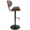 Lombardi - Mid-Century Modern Adjustable Barstool With Swivel With Straight T Footrest (Set of 3) - Black / Walnut / Gray - Image 3