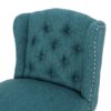 Vienna - Contemporary Fabric Tufted Wingback Counter Stools, (Set of 2) - Teal / Dark Brown - Image 11