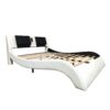 Queen Size Upholstered Platform Bed Frame With LED Lighting, Bluetooth Connection To Play Music Control, Backrest Vibration Massage, Curve Design, Wood Slat Support - White - Image 4