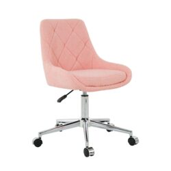 Modern Teddy Velvet Fabric Dining Chair With Golden Electroplated Legs, Soft And Comfortable, Adjustable And Space Saving - Pink