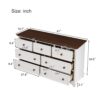 Wooden Captain Seven Drawer Dresser For Bedroom, Living Room, Kids' Room - White / Walnut - Image 11