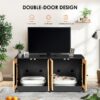 Double Litter Box Enclosure, Cat Litter Box Enclosure For 2 Cats, Hidden Litter Box Furniture With Rattan Doors - Black - Image 2