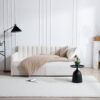 Flora - Twin Upholstered Daybed With 2 Drawers Ribbed Tufted Backrest in Lavish Modern Design - Ivory - Image 8