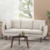 Diaphanous - Upholstered 3 Seater Sofa With 2 Accent Pillows And Wood Legs - Beige - Image 7