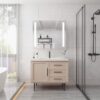36" X 30" Medicine Cabinet With LED Vanity Mirror, Anti-Fog, Dimmable, Recessed Or Surface Mount, Aluminum 3000K~6000K Lighted Double Door Bathroom Cabinet With Touch Switch - Silver - Image 8