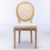 French Style Solid Wood Frame Antique Painting Linen Fabric Rattan Back Dining Chair (Set of 2) - Cream / Beige - Image 2