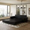 Pull Out Sofa Bed, 3 In 1 Convertible Sleeper Sofa With Nailhead Trim & Rolled Arm, Multi Functional Sofa Bed For Living Room, Bedroom, Apartment, Office - Black - Image 2