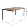 Eucalyptus Wood Topped Patio Dining Table With Aluminum Frame - Gray - Image 3