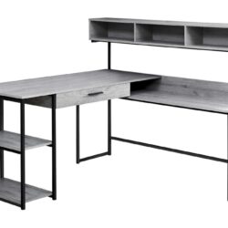 Computer Desk, Home Office Corner, Storage Drawers, L Shape, Laptop, Contemporary & Modern - Gray