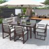 Patio Dining Set Outdoor Dining Table And Chair Set With And Removable Cushions For Patio, Backyard, Garden - Dark Brown - Image 3