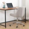 Modern Teddy Fleece Fabric Dining Chair With Chrome Legs, Soft And Comfortable - Gray - Image 5