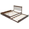 Queen Size Storage Platform Bed, With 2 Big Drawers, Twin Long Size Trundle, One Set Of Sockets & USB Ports - Walnut - Image 9