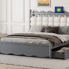 Queen Size Storage Platform Bed, With 2 Big Drawers, Twin Long Size Trundle, One Set Of Sockets & USB Ports - Gray - Image 14