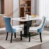 Nikki - Modern, High-End Tufted Solid Wood Contemporary And Velvet Upholstered Dining Chair With Wood Legs Nailhead Trim (Set of 2) - White / Light Blue - Image 15