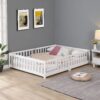 Twin Size Floor Bed With Door And Fence For Children - White - Image 2