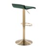 Ale - Contemporary / Glam Adjustable Height Barstool With Swivel With Oval Footrest (Set of 2) - Gold / Green - Image 4