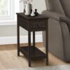 Accent End Table, 2 Tier, Storage Drawer, Transitional - Walnut - Image 2