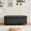 Charcoal Faux Fur Flip Top Storage Bench With Metal Legs, Wide Bed End Stool Foot Rest - Charcoal - Image 4
