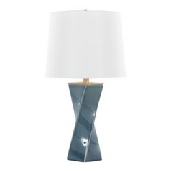 Curvo - Square Contemporary Table Lamp - Blue / Gold / White