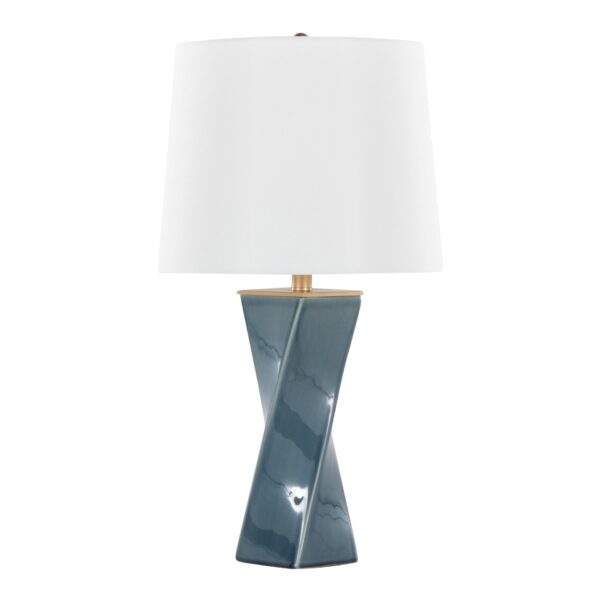 Curvo - Square Contemporary Table Lamp - Blue / Gold / White