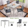 5 Pieces Counter Height Table Set, Wooden Kitchen Table Set With Square Table And 4 Upholstered Chairs - Silver Gray - Image 7