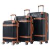 Hardshell Luggage Sets 3 Piece Double Spinner 8 Wheels Suitcase With Tsa Lock Lightweight 20''24''28'' - Black - Image 2