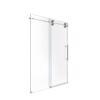 Frameless Single Sliding Shower Door With Bypass Design Clear Tempered Glass - Brushed Nickel - Image 14