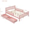 Full Size Platform Bed With Guardrails On Both Sides And 2 Storage Drawers - Pink - Image 10