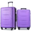Expanable Spinner Wheel 2 Piece Luggage Set ABS Lightweight Suitcase With Tsa Lock 20" / 24" - Purple - Image 2
