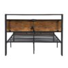 Full Size Metal Platform Bed Frame With Wooden Headboard And Footboard With USB Liner, No Box Spring Needed, Large Under Bed Storage - Brown - Image 7