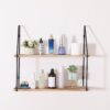 Gardenia - Floating Shelf With Metal Brackets, Decorative Hanging Display For Trophy, Photo Frames, Collectibles, 2 Tier - Natural Wood - Image 2