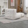 Fluffy Bean Bag Chair, Comfortable Bean Bag For Adults And Children, Super Soft Lazy Sofa Chair With Memory Foam And Ottoman, Indoor Modern Focus Bean Bag Chair For Living Room, Bedroom, Apartment - White - Image 5