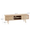 55.12" Rattan TV Cabinet, Double Sliding Doors For Storage, Adjustable Shelf, Solid Wood Legs, TV Console For Living Room - Natural - Image 5