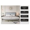 King Size Mid Century Solid Wood Platform Bed With Upholstered Headboard - Gray - Image 7
