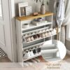 4 Layer Folding Shoe Cabinet With Metal Rounded Corners Convenient Shoe Storage - White - Image 12
