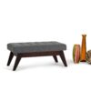 Draper - Mid Century Tufted Ottoman Bench - Slate Gray - Image 9