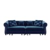 3 In 1 Pull Out Sofa Bed, Convertible Sleeper Sofa Bed, King Size Sofa Bed, Chaise Lounge, Velvet T3 Seater Sofa With Movable Ottoman, Tufted Design - Blue - Image 23