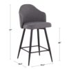 Ahoy - Contemporary Fixed Height Counter Stool Square Black Footrest (Set of 2) - Black / Light Gray - Image 8