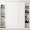 Full Size Murphy Wall Bed With Shelves And LED Lights - White - Image 25