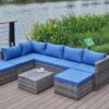 Patio Sofa With Cushions - Blue / Gray - Image 15