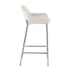 Daniella - Contemporary Fixed Height Bar Stool (Set of 2) - Chrome / Cream - Image 3