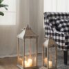 Candle Lantern Decorative, Hurricane Lantern Holder Decor For Indoor Outdoor, Home Garden Wedding - Ivory - Image 4