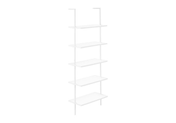 Etagere Bookcase Ladder 5 Tier For Office - White