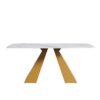 Modern Artificial Stone Curved Metal Leg Dining Table, Can Accommodate 6-8 People - White / Gold - Image 3