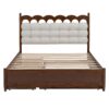 Queen Size Storage Platform Bed, With 2 Big Drawers, Twin Long Size Trundle, One Set Of Sockets & USB Ports - Walnut - Image 4